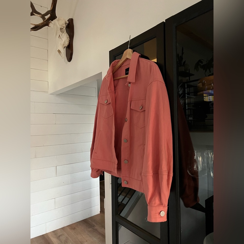 Pink Denim Jacket with Silver Buttons - Who What Wear